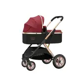 BABYMINE - Coche Cuna 2 en 1 Multiposiciones Comfortable Rojo