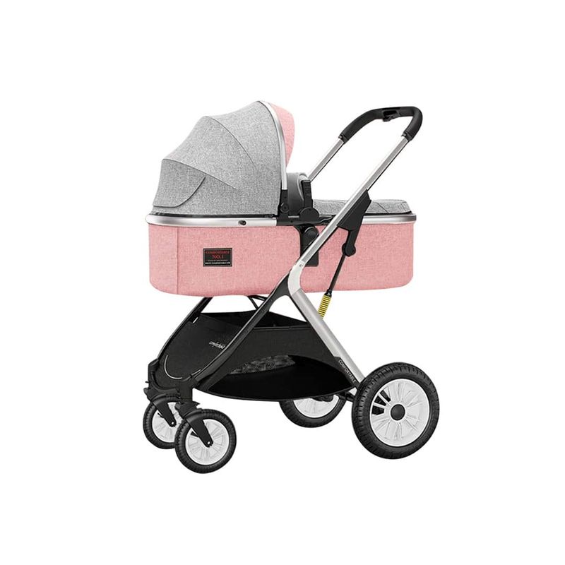 BABYMINE - Coche Cuna 2 en 1 Multiposiciones Comfortable Rosado Babymine