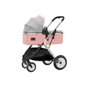 BABYMINE - Coche Cuna 2 en 1 Multiposiciones Comfortable Rosado