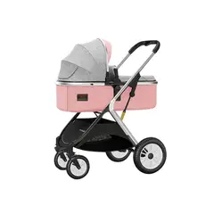 BABYMINE - Coche Cuna 2 en 1 Multiposiciones Comfortable Rosado
