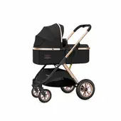 BABYMINE - Coche Cuna 2 en 1 Multiposiciones Comfortable Negro