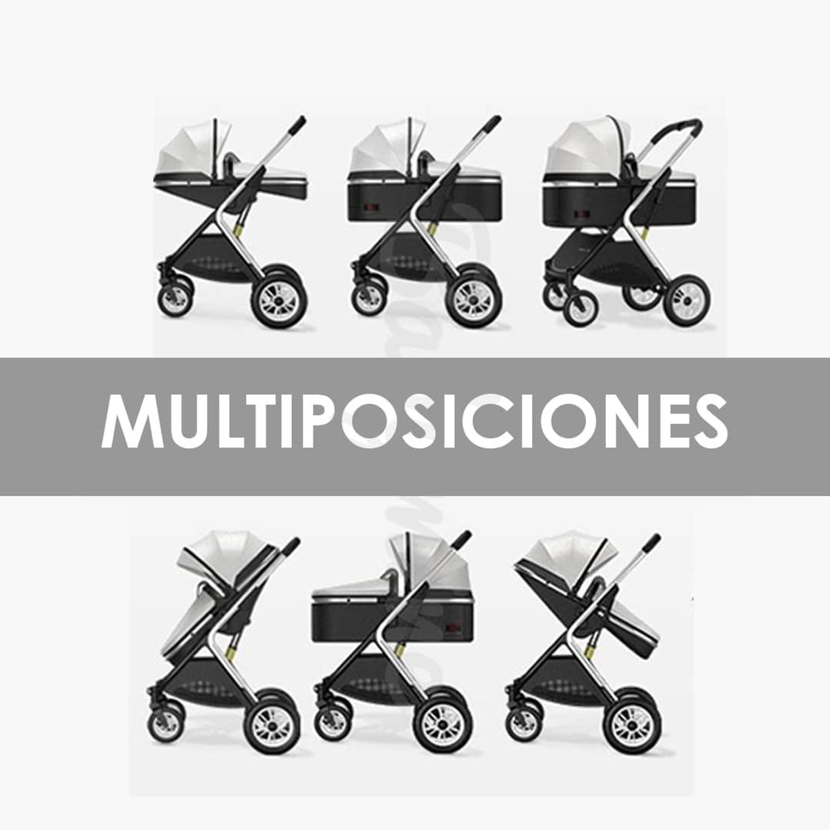 BABYMINE - Coche Cuna 2 en 1 Multiposiciones Comfortable Negro Babymine