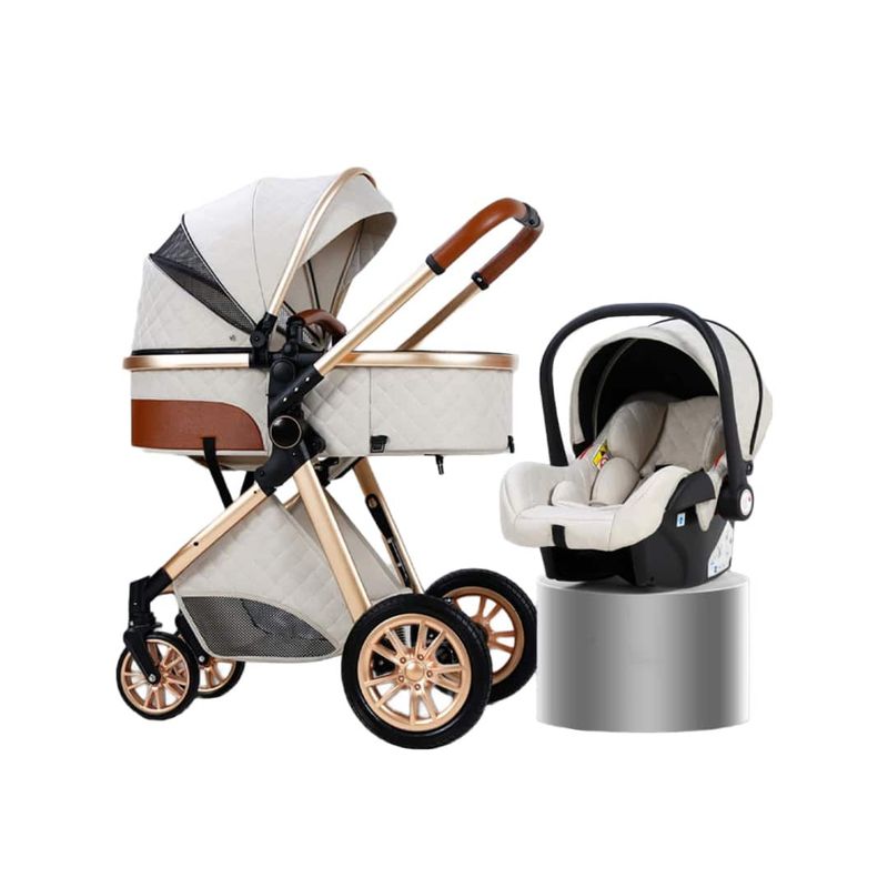 BABYMINE - Coche Cuna Multiposición con Silla Nido Divine Blanco Babymine