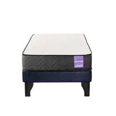 5 SUEÑO - Cama Europea 1,5 Plazas Aura Base + Colchón Negro Azul