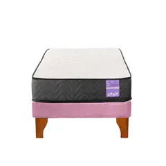 5 SUEÑO - Cama Europea 1 Plaza Aura Base + Colchón Madera Rosado