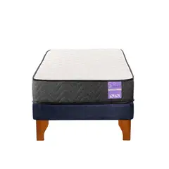 5 SUEÑO - Cama Europea 1 Plaza Aura Base + Colchón Madera Azul