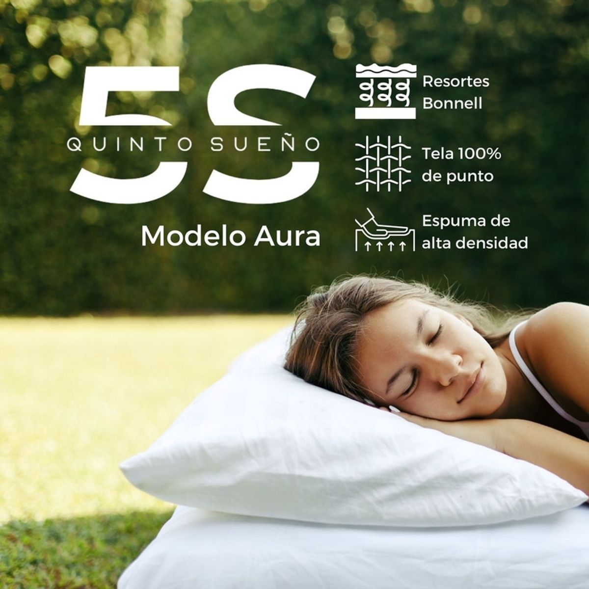 5 SUEÑO - Cama Europea 1,5 Plazas Aura + Respaldo Tubular Negro Gris…
