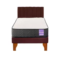 5 SUEÑO - Cama Europea 1 Plaza Aura + Respaldo Tubular Madera Burdeo