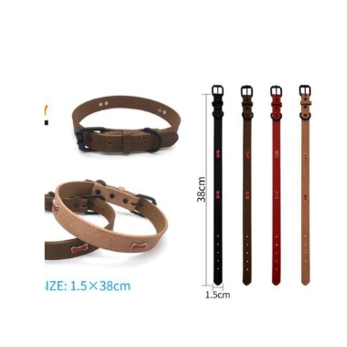 GENERICO - Collar Para Perro Color Marron Con Diseño 38cm