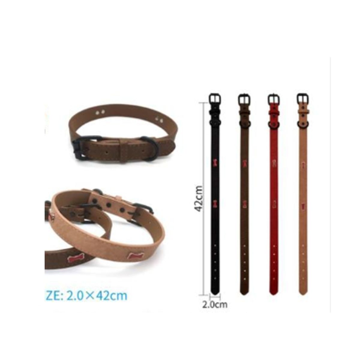 GENERICO - Collar Para Perro Color Marron Con Diseño 42cm