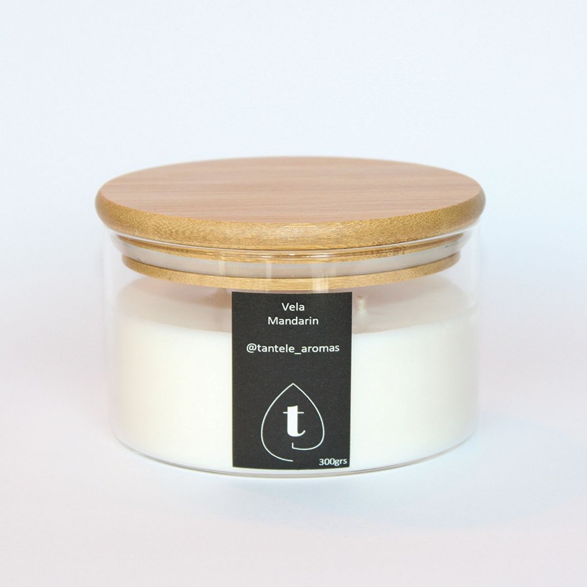 GENERICO - Vela Soya Envase de Vidrio Tapa de Bamboo Aroma Mandarín