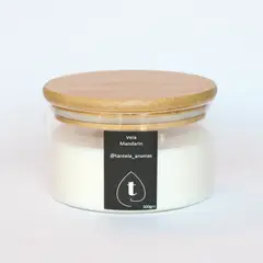 GENERICO - Vela Soya Envase de Vidrio Tapa de Bamboo Aroma Mandarín