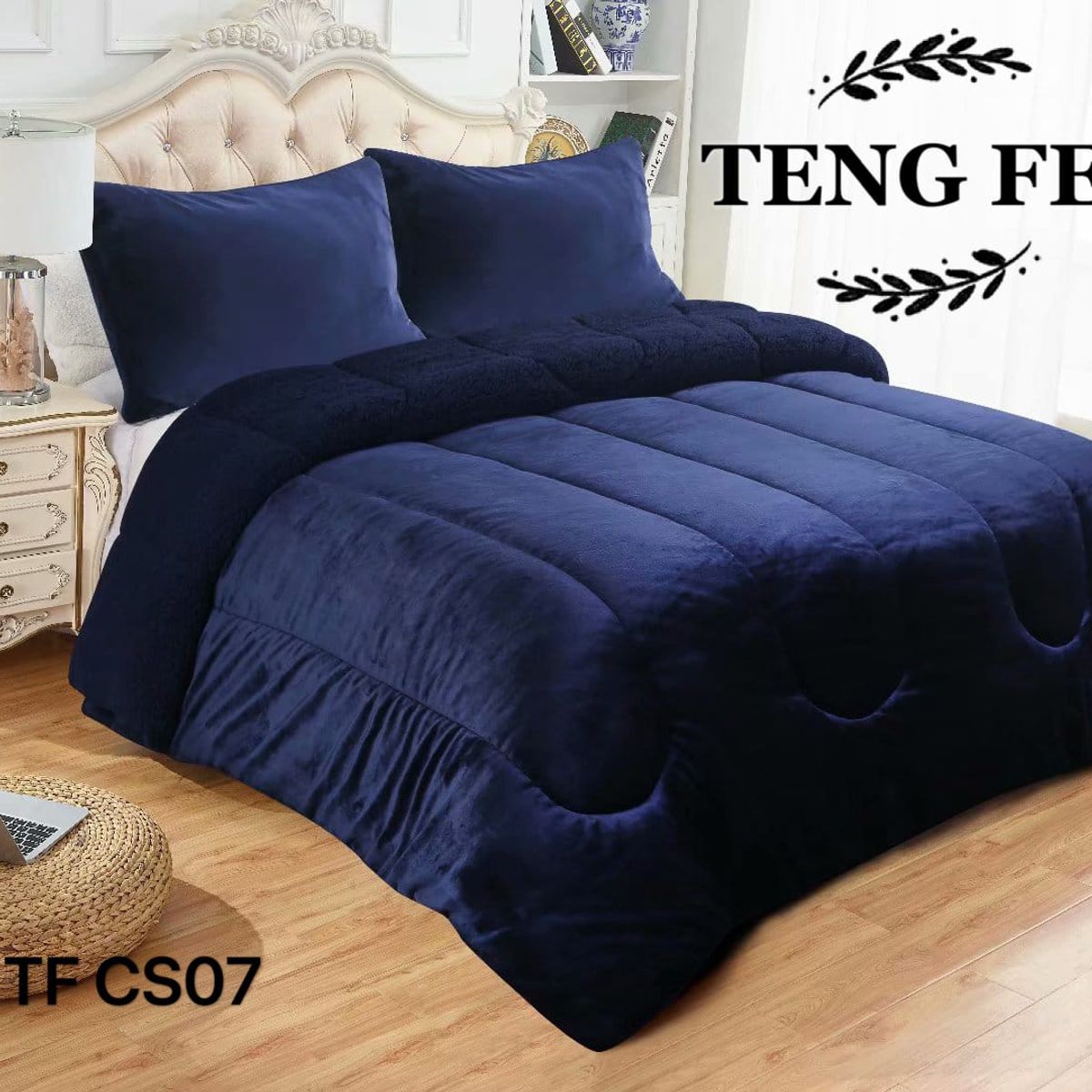 GENERICO - Cobertor de invierno plush con chiporro 2 Plazas - Azul Marino