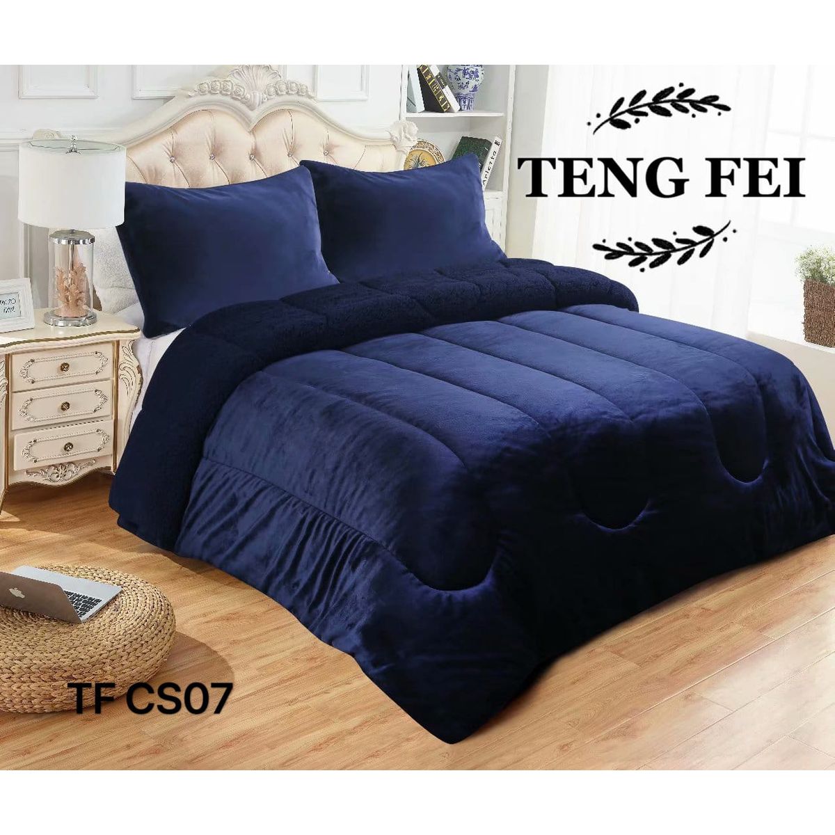 GENERICO - Cobertor de invierno plush con chiporro 2 Plazas - Azul Marino