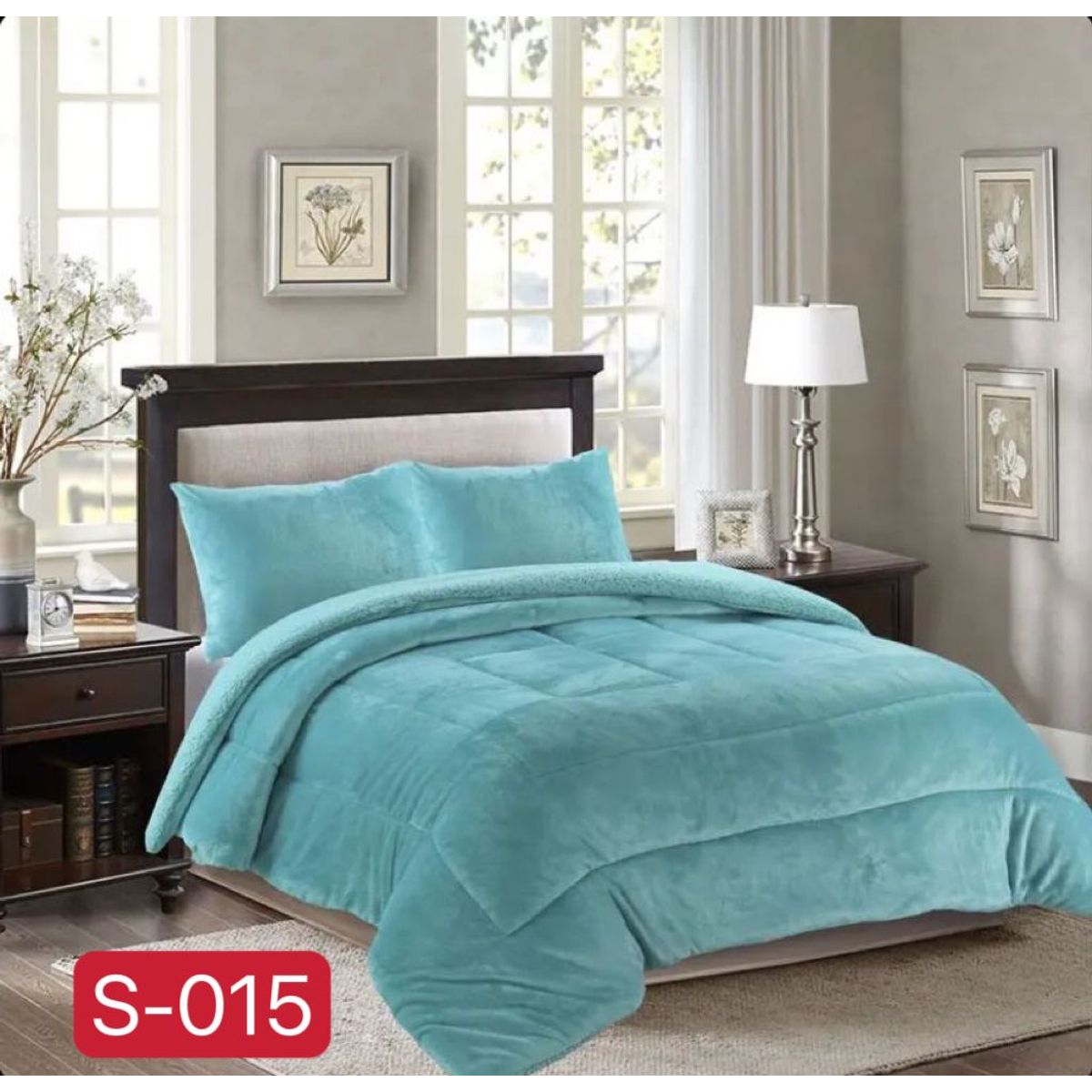 GENERICO - Cobertor de invierno plush con chiporro 2 Plazas - Azul Celeste