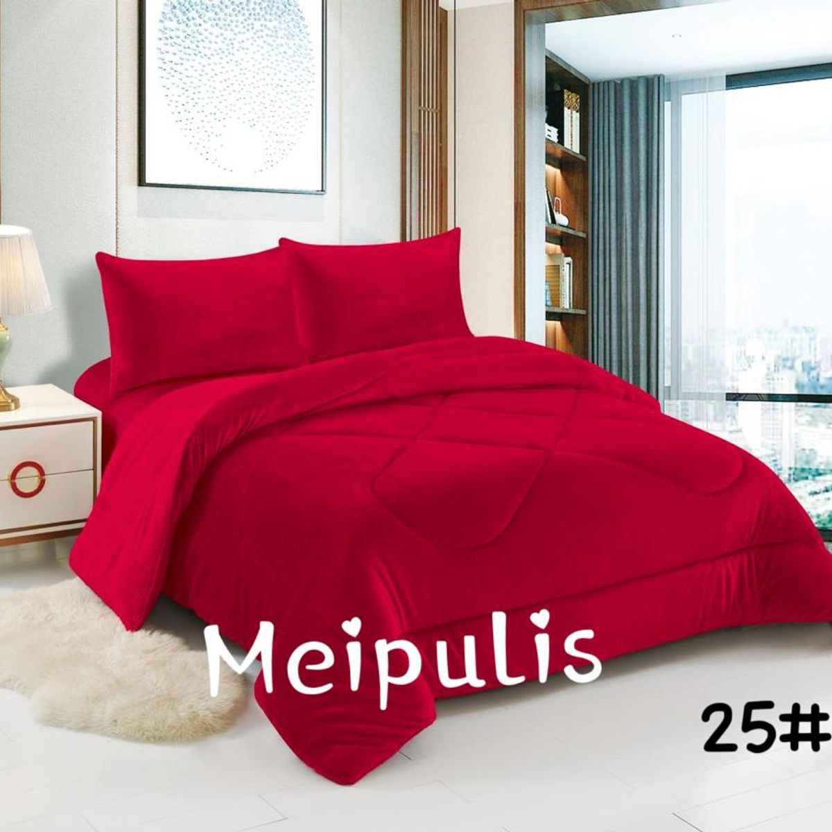 GENERICO - Cobertor de invierno plush con chiporro 2 Plazas - Rojo