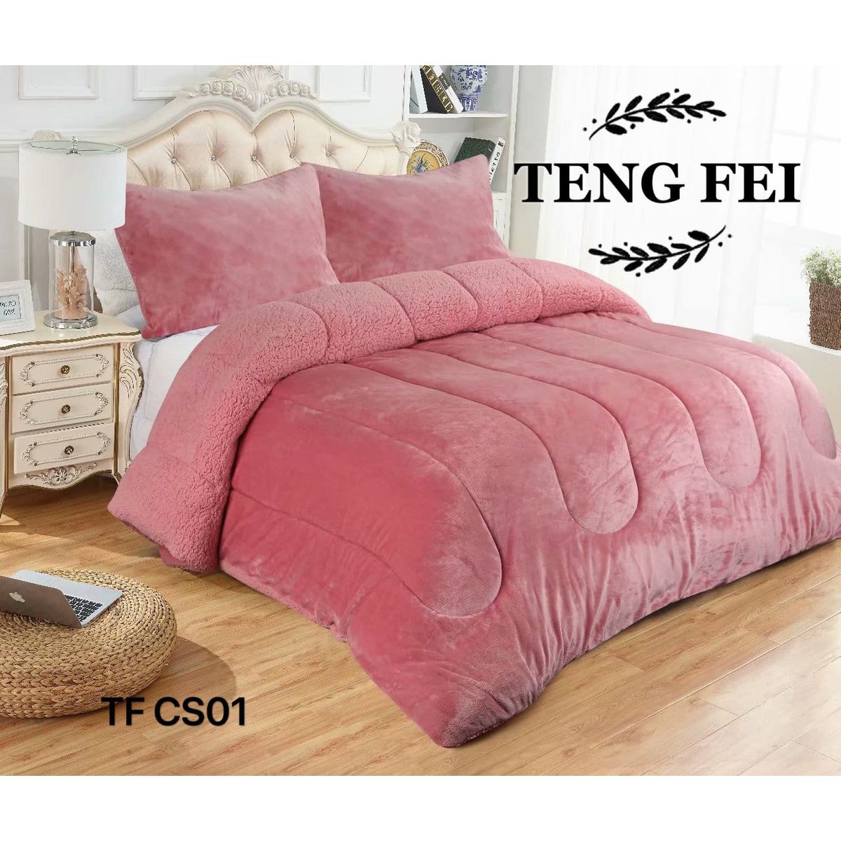 GENERICO - Cobertor de invierno plush con chiporro 2 Plazas - Rosado