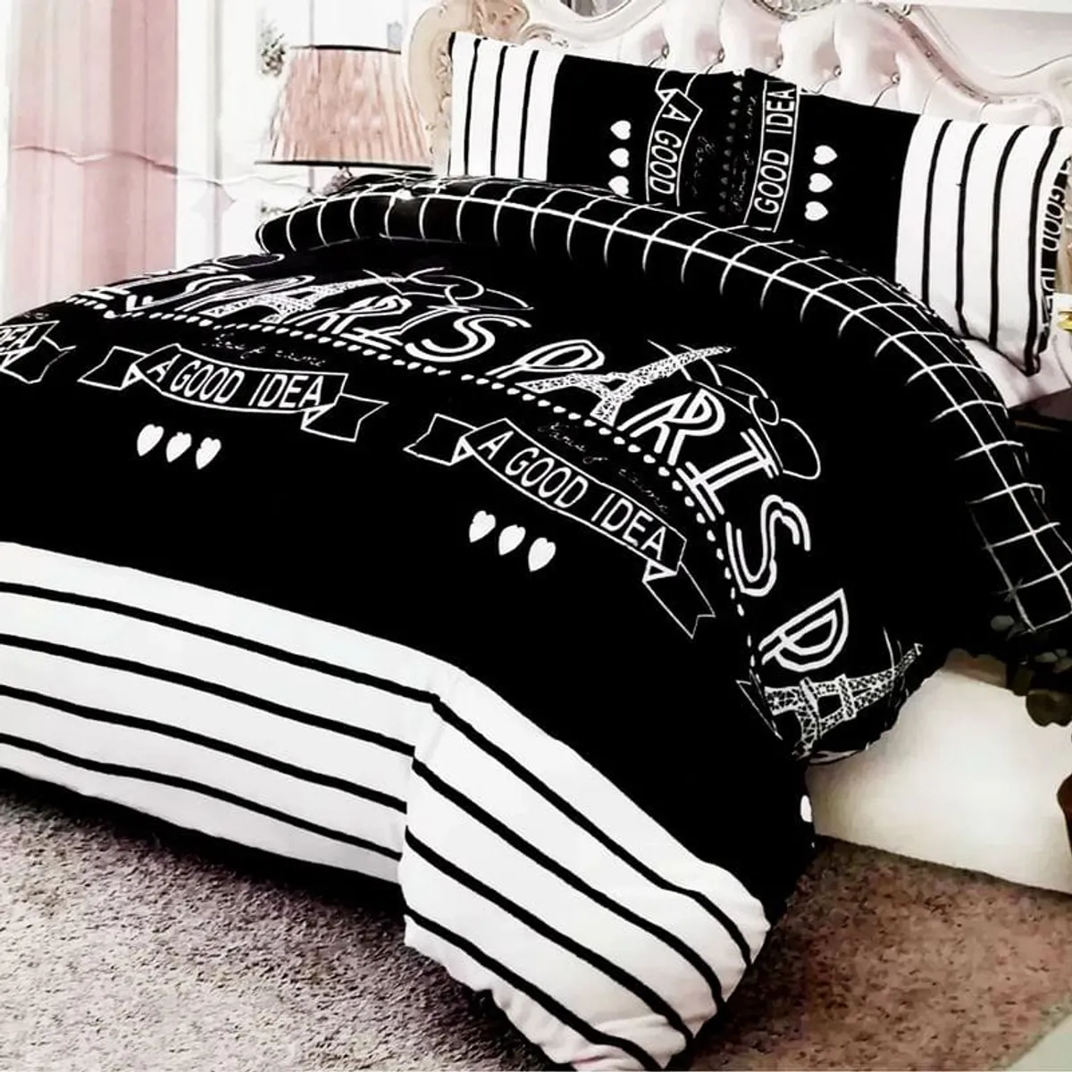 GENERICO - Cobertor de invierno plush con chiporro 2 Plazas - Paris Negro