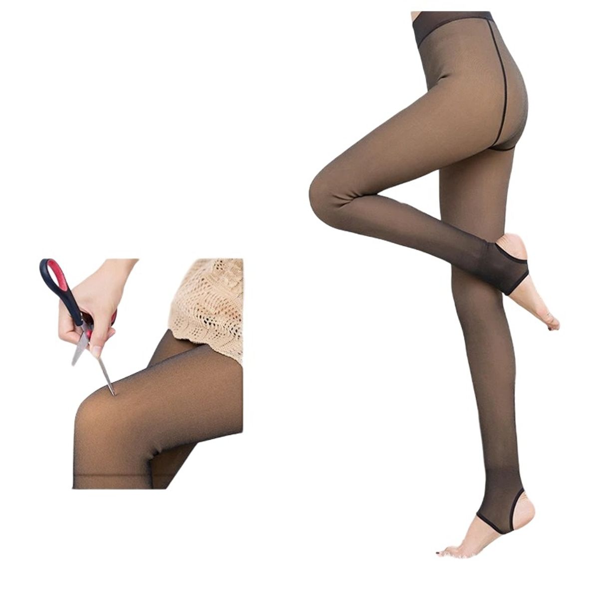 GARSIL - Calza Termica Con Talon Para Mujer Efecto Piel Con Forro De Polar