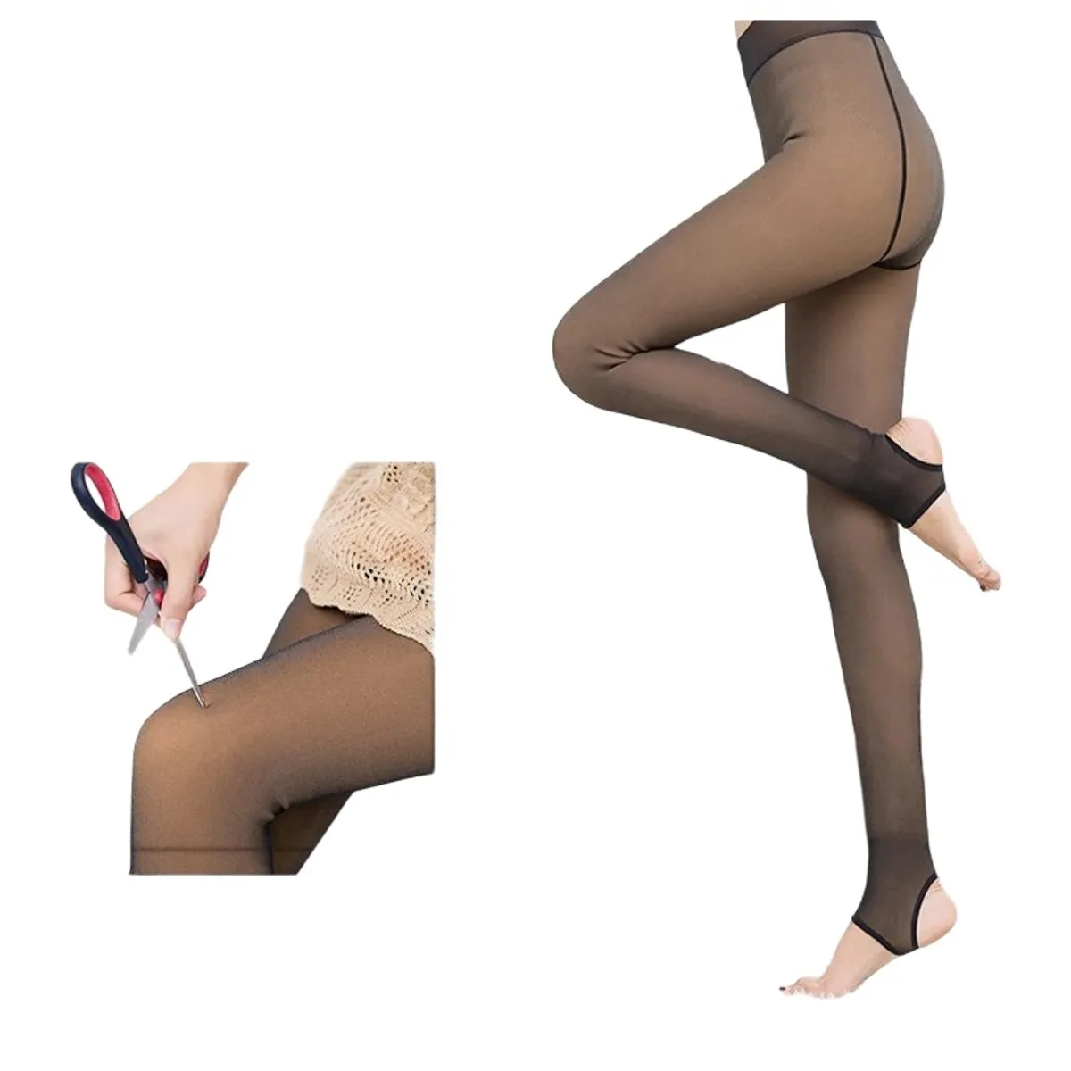 GARSIL - Calza Termica Con Talon Para Mujer Efecto Piel Con Forro De Polar