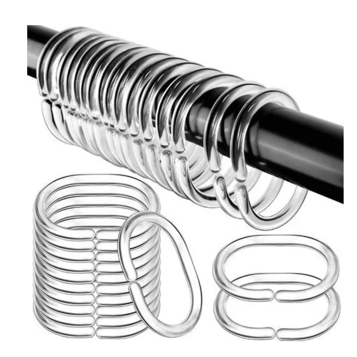 GENERICO - Argolla De Cortina Para Baño Transparente 12Und