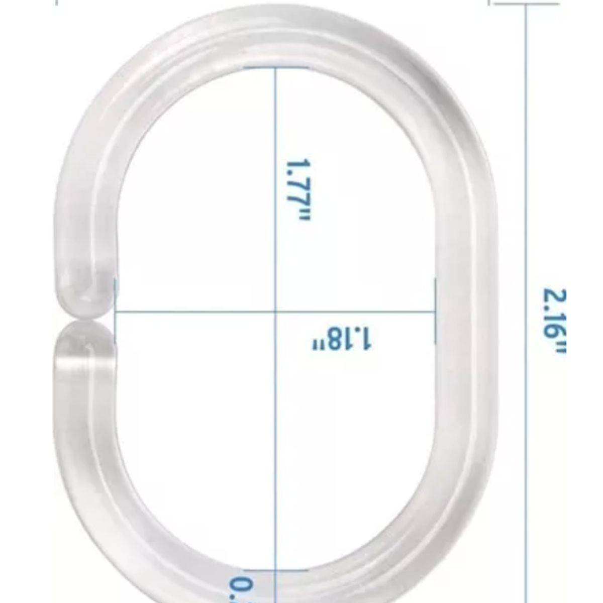 GENERICO - Argolla De Cortina Para Baño Transparente 12Und