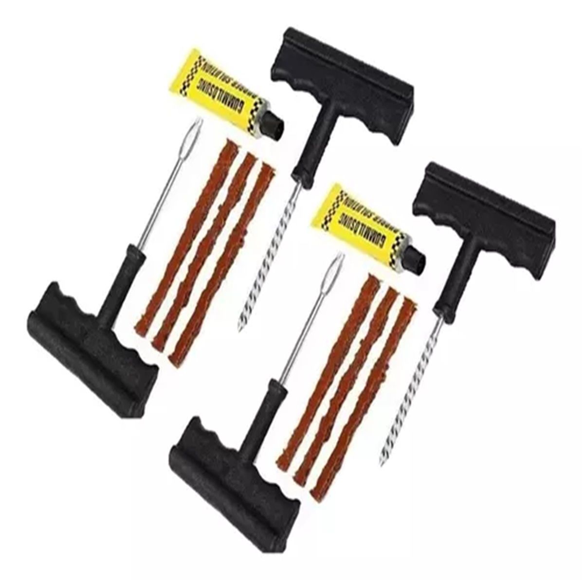 GENERICO - Pack X2 Kit Reparacion Pinchazos Llanta Neumático Auto Moto