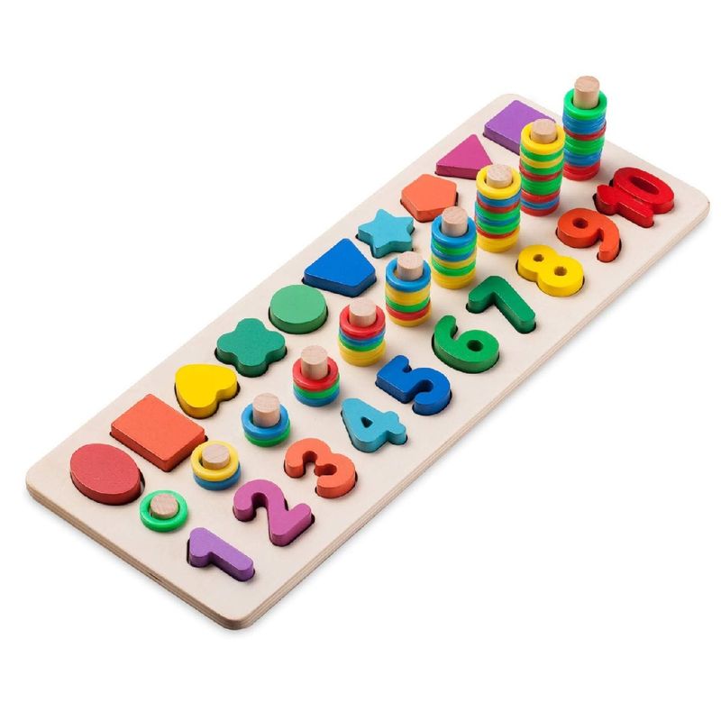 GENERICO - Tabla Didáctica Montessori De Madera 3 En 1 Educativa