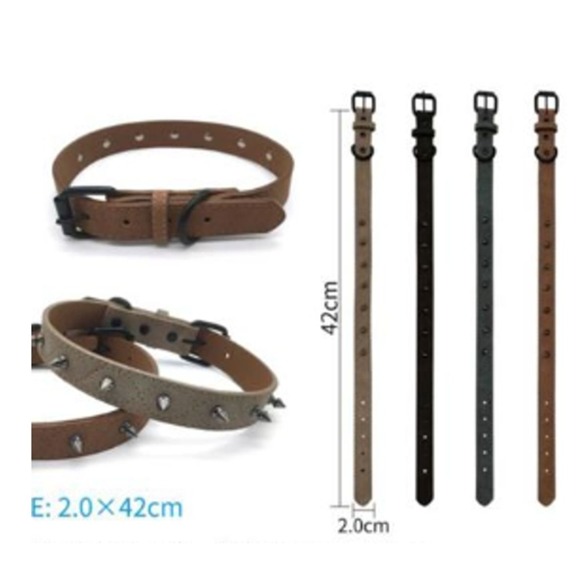 GENERICO - Collar Para Perro Color Marron Con Diseño 42cm