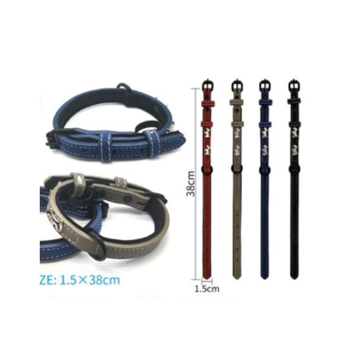 GENERICO - Collar Para Perro Color Gris Con Diseño 38cm