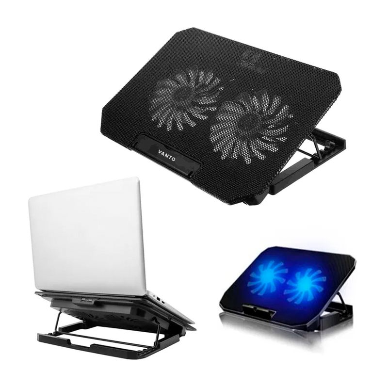 GENERICO - Cooler Ajustable Ventilador Potente Enfriador Notebook 2 USB
