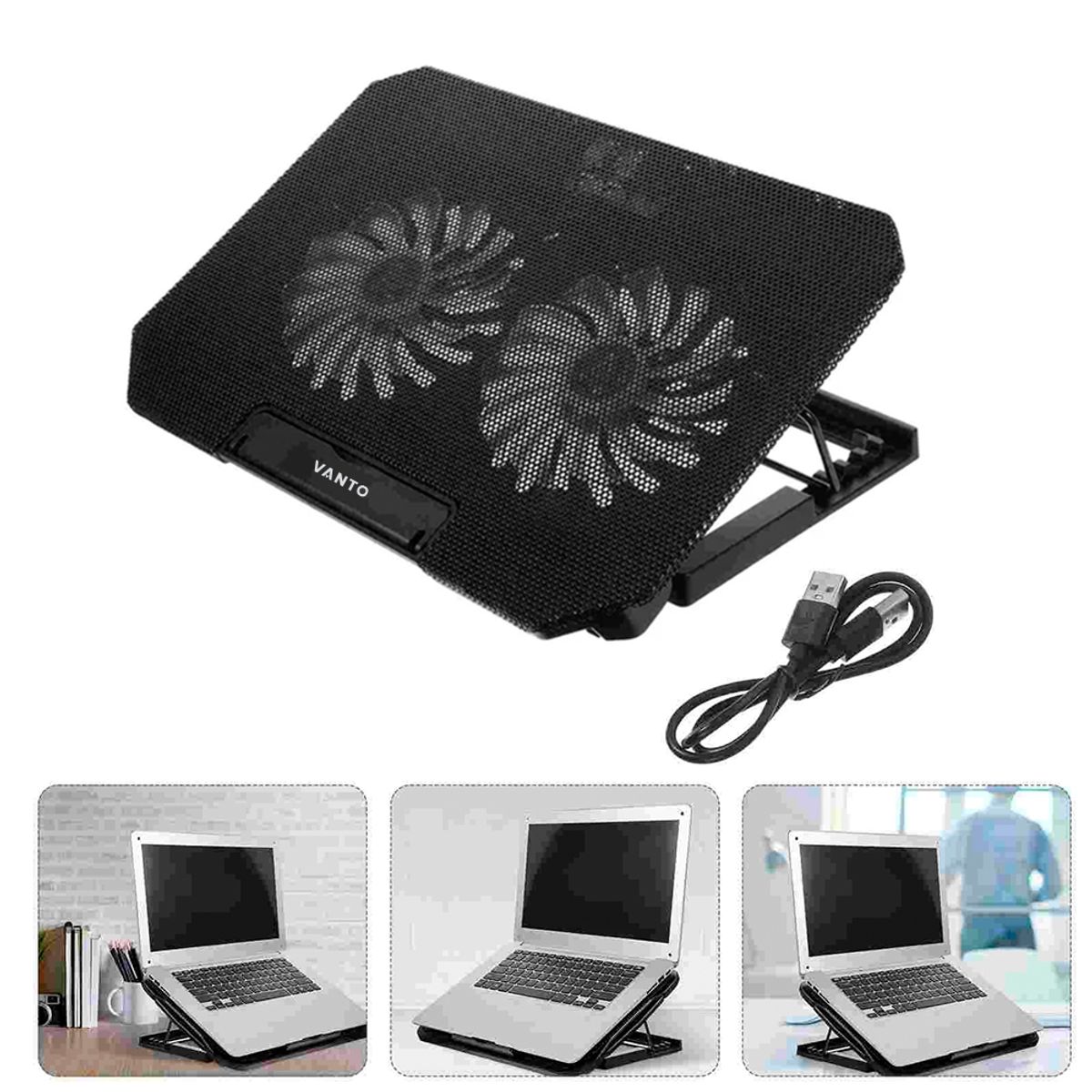 GENERICO - Cooler Ajustable Ventilador Potente Enfriador Notebook 2 USB