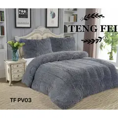 GENERICO - Cubrecama Polar Chiporro de INVIERNO 1.5 Plaza peludos Gris Tf