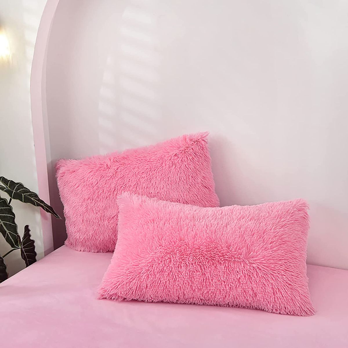 GENERICO - PLUMON DE INVIERNO PELUDO ROSA  1.5 PLAZA CON CHIPORRO