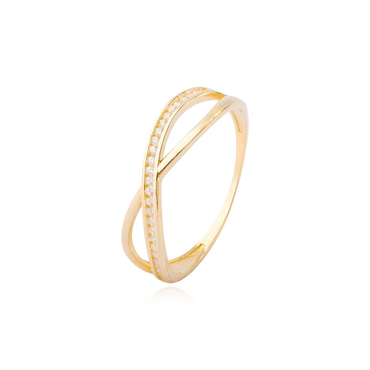 JB JOYAS BARON - Anillo Oro Amarillo 14kt Enlace Brillante con Circonitas