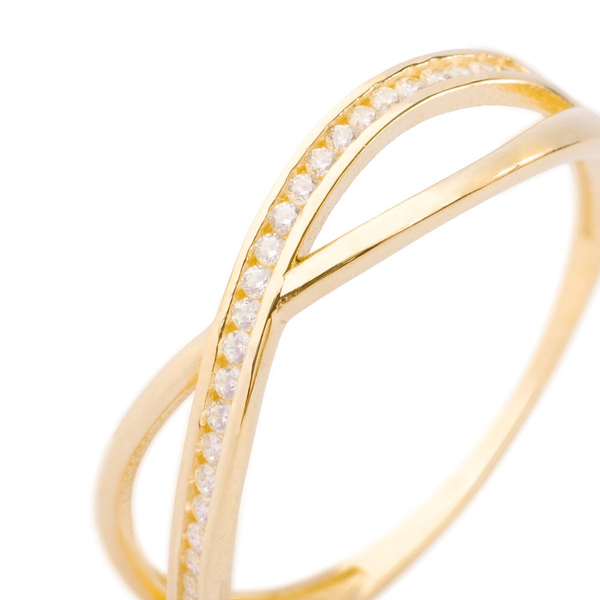 JB JOYAS BARON - Anillo Oro Amarillo 14kt Enlace Brillante con Circonitas