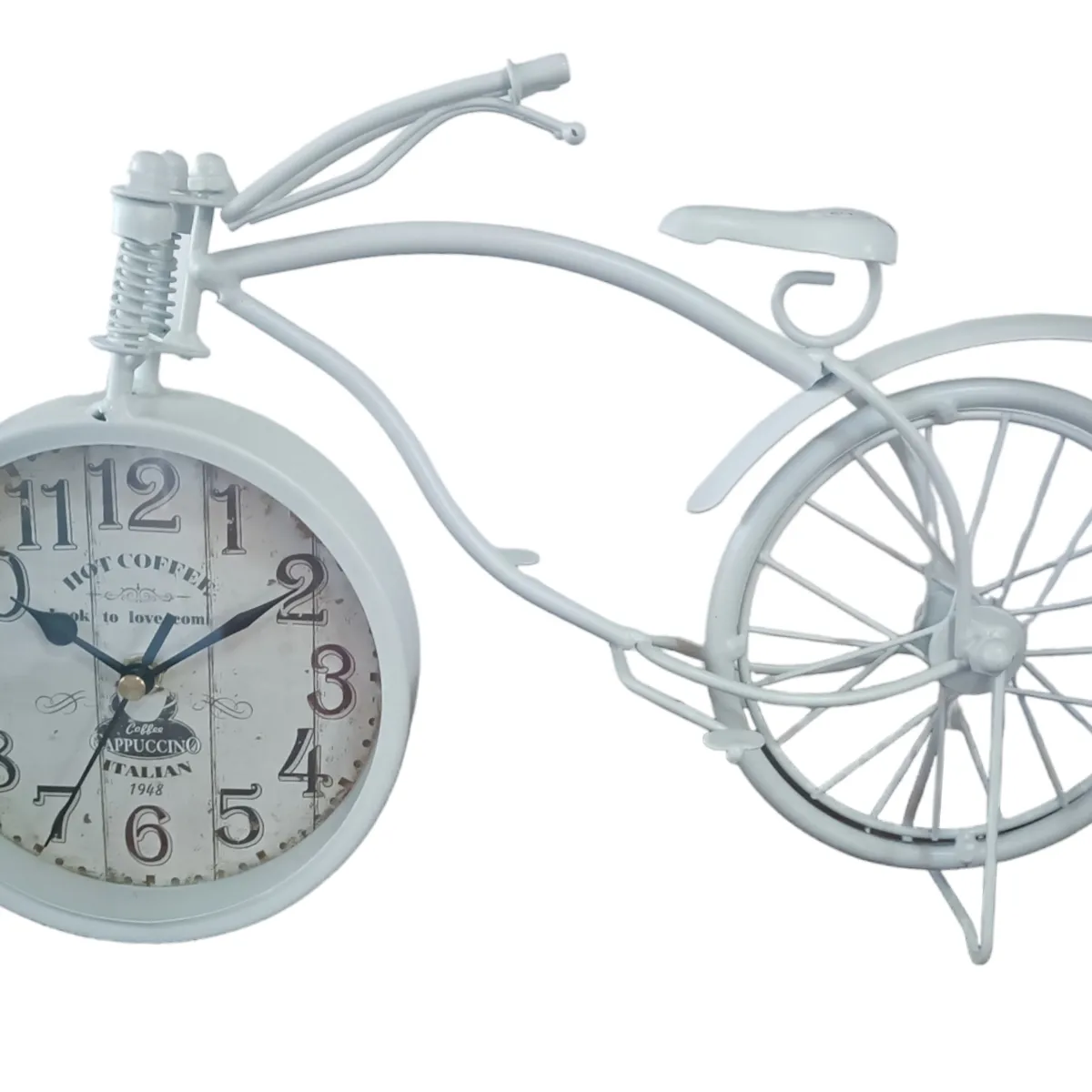 GENERICO - RELOJ BICICLETA VINTAGE METAL COLOR BLANCO