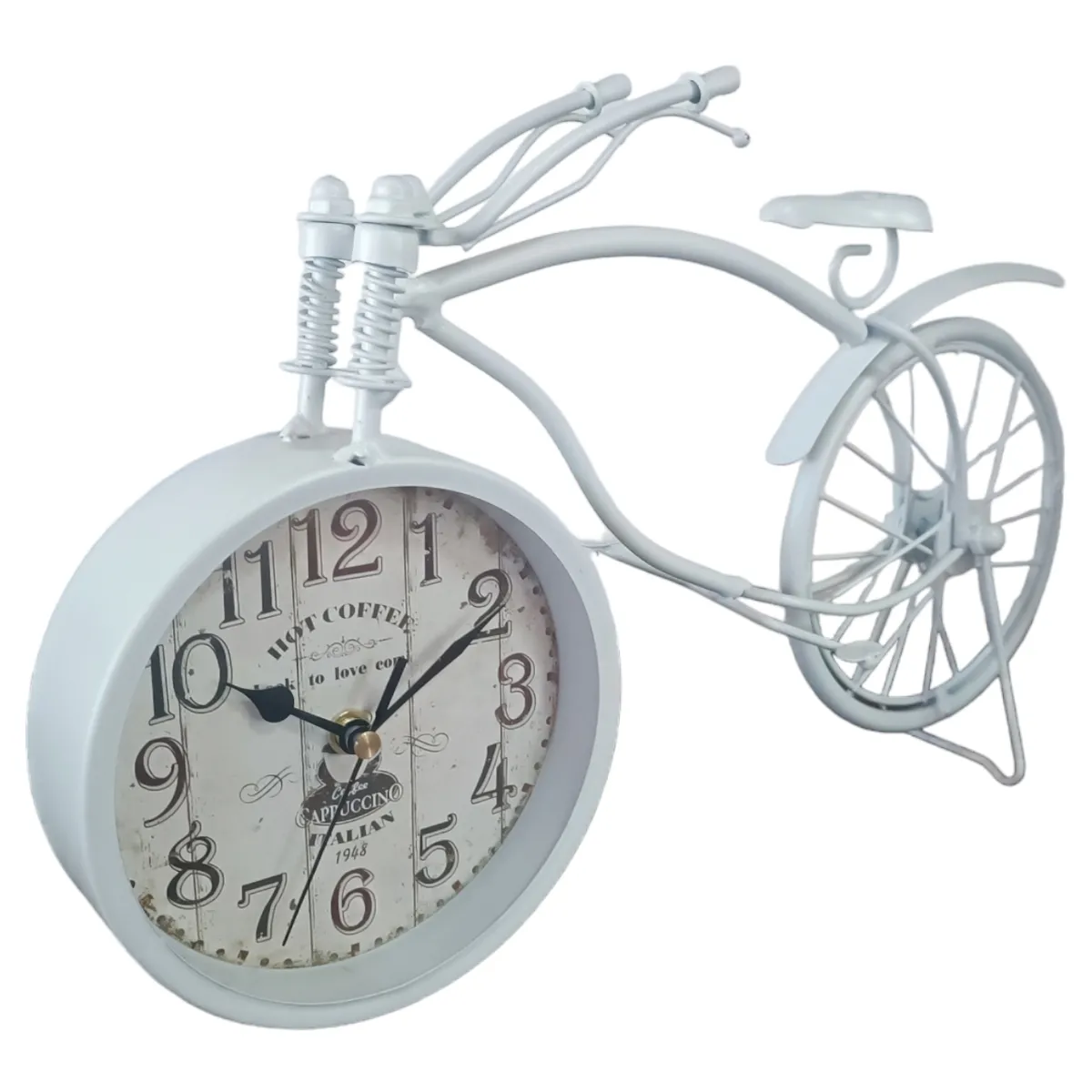 GENERICO - RELOJ BICICLETA VINTAGE METAL COLOR BLANCO