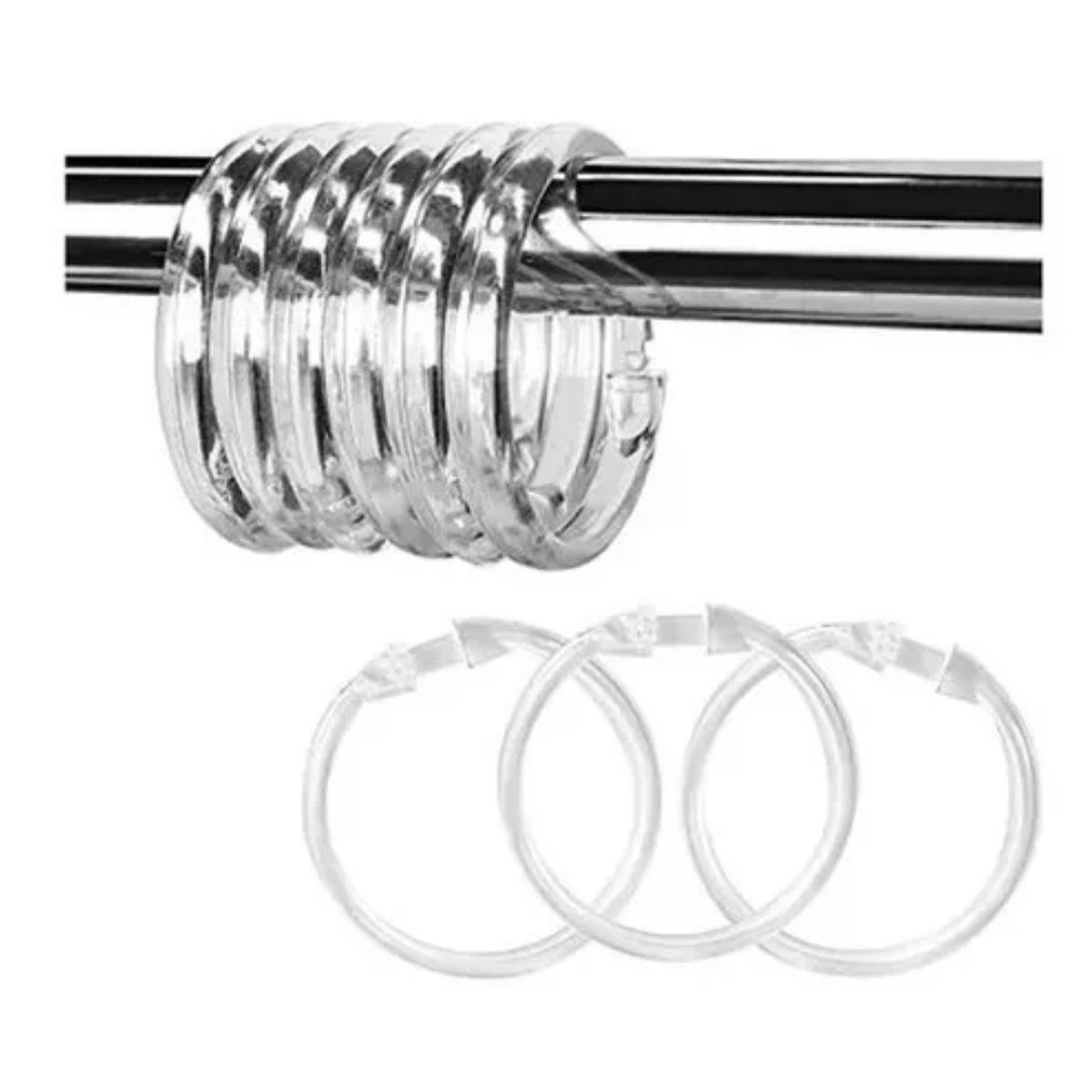 GENERICO - Set 12 De Ganchos Con Clic Para Cortina De Baño Transparente