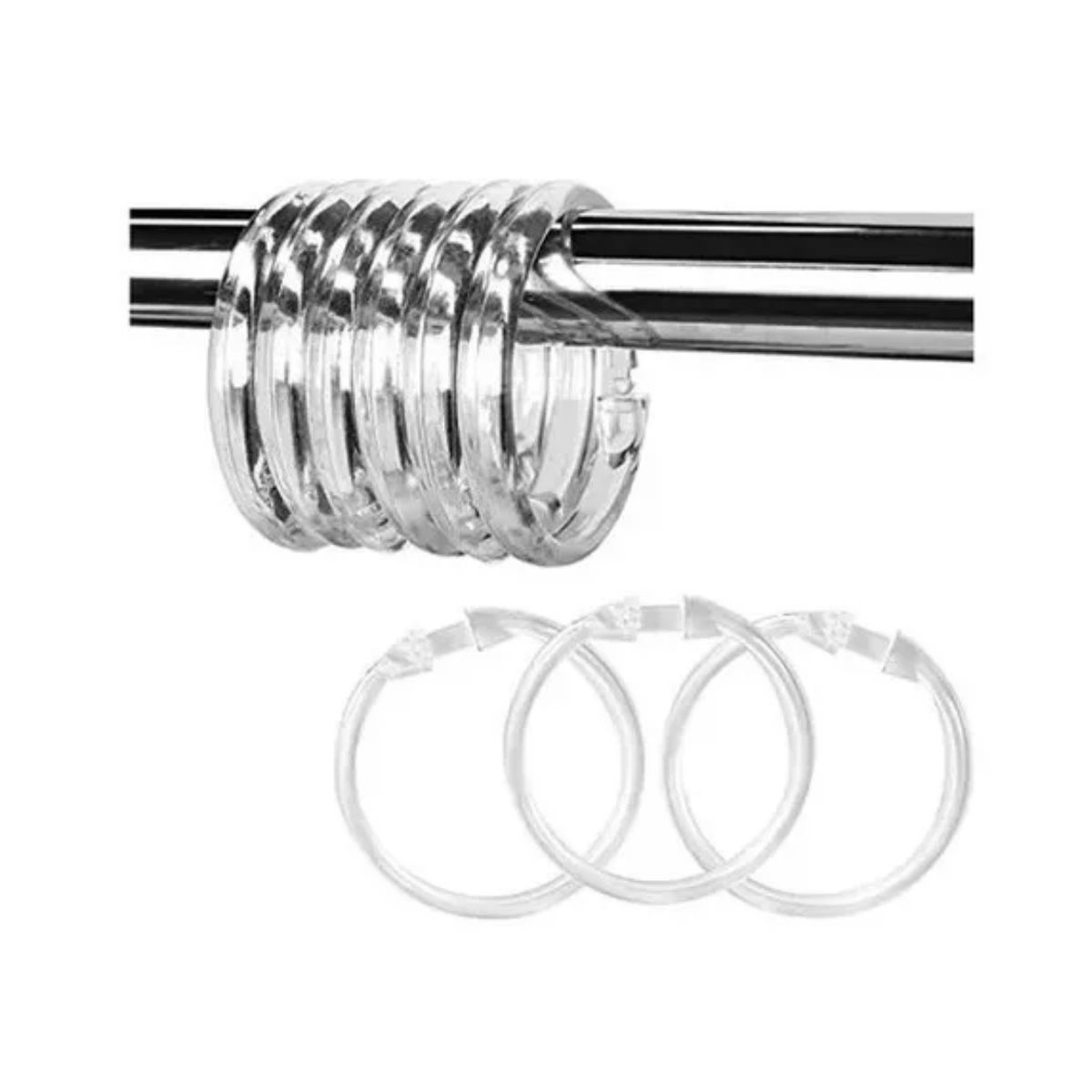 GENERICO - Set 12 De Ganchos Con Clic Para Cortina De Baño Transparente