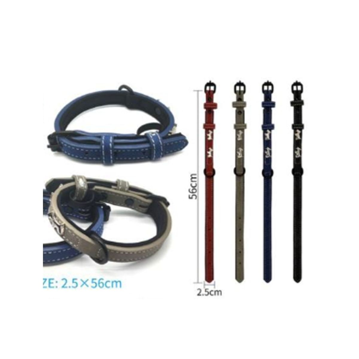 GENERICO - Collar Para Perro Color Gris Con Diseño 56cm