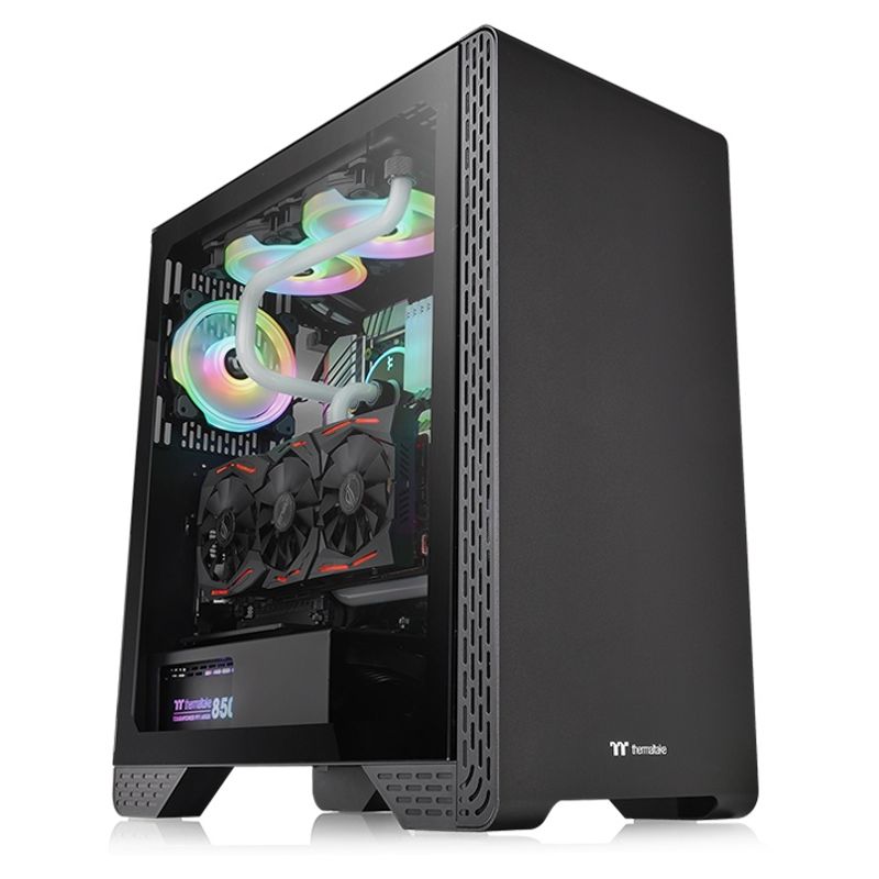 THERMALTAKE - Gabinete Gamer Thermaltake S300 Tg 2x Fan Mid Tower Atx Color Negro
