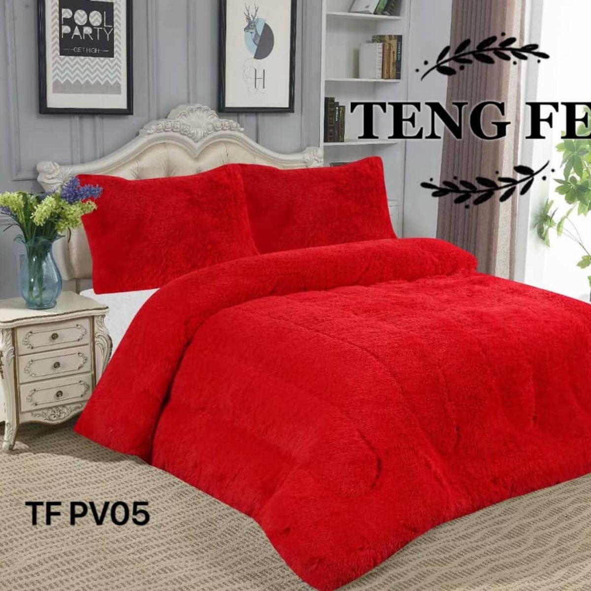 GENERICO - COBERTOR DE INVIERNO COLOR ROJO  Chiporro y  Pola 1.5 Plaza  Tf