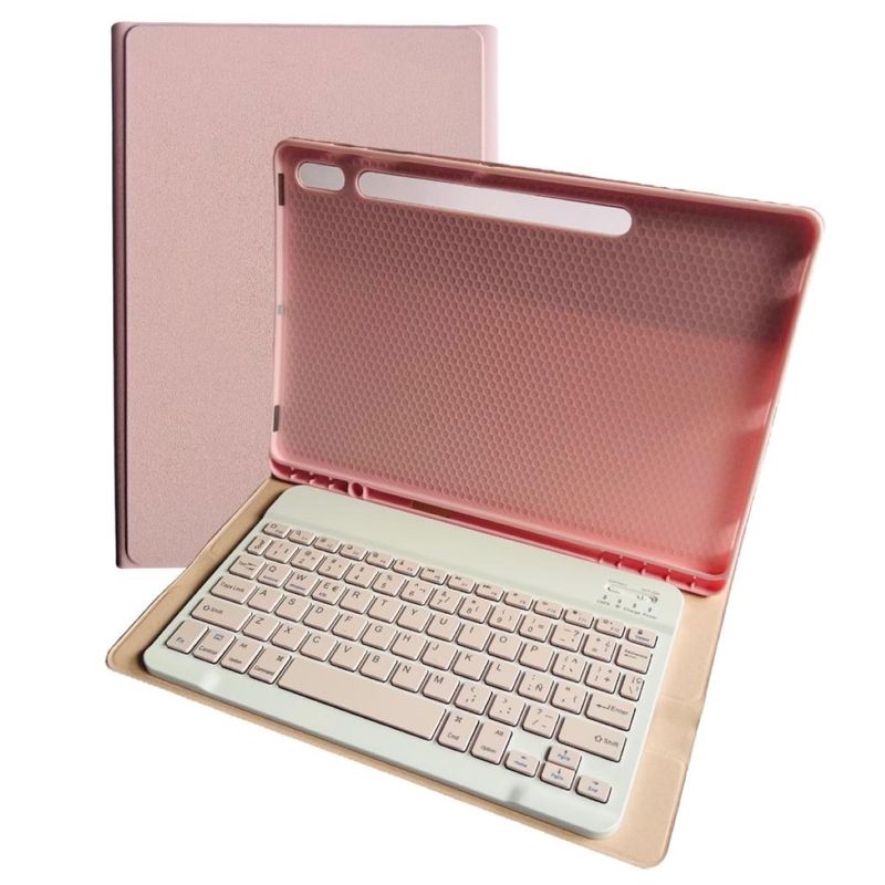 GENERICO - Funda Con Teclado Rosado Para Samsung S9 Plus/S9 Fe+ 12.4 Español