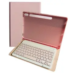 GENERICO - Funda Con Teclado Rosado Para Samsung S9 Plus/S9 Fe+ 12.4 Español