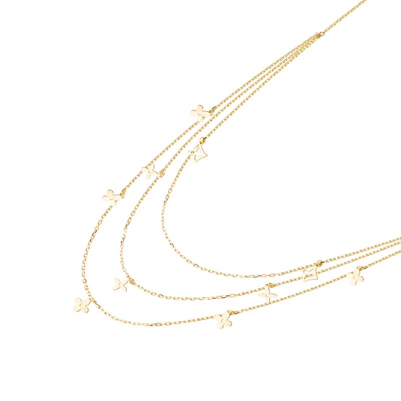 JB JOYAS BARON - Collares de Oro 18kt Modelo 3 Cadenas y Flores Colgantes