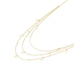 JB JOYAS BARON - Collares de Oro 18kt Modelo 3 Cadenas y Flores Colgantes