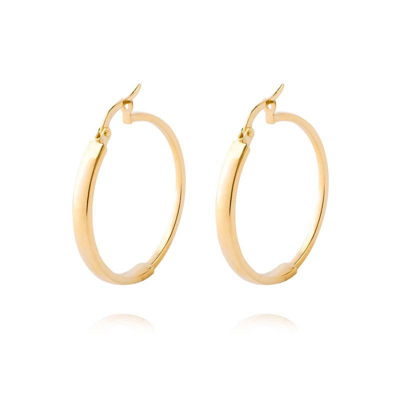 JB JOYAS BARON - Aros de Oro 14kt Argolla Mitad Tubo 25mm