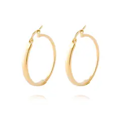JB JOYAS BARON - Aros de Oro 14kt Argolla Mitad Tubo 25mm