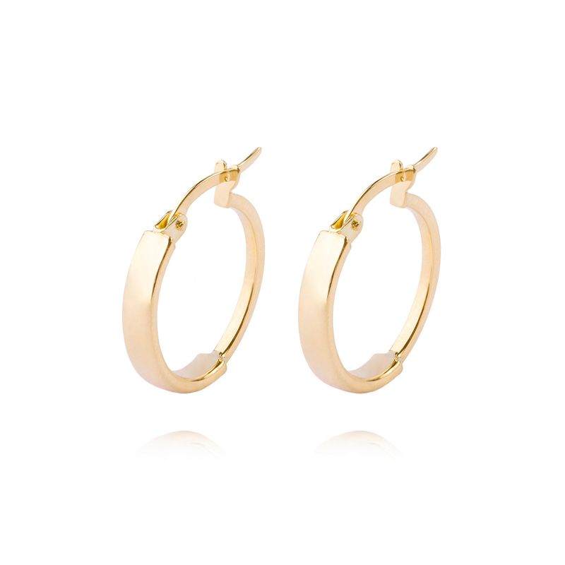 JB JOYAS BARON - Aros de Oro 14kt Argolla Mitad Tubo 15mm